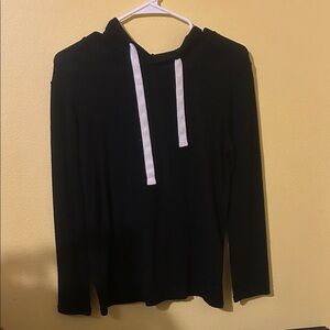 Classic Black Hoodie with White Accents